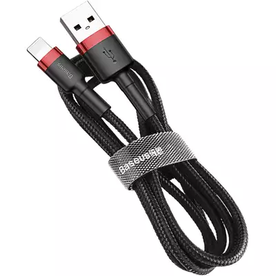 Baseus - Funkcjonalny kabel do szybkiego ładowania iphone - czarno-czerwony USB/Lightning 1m
