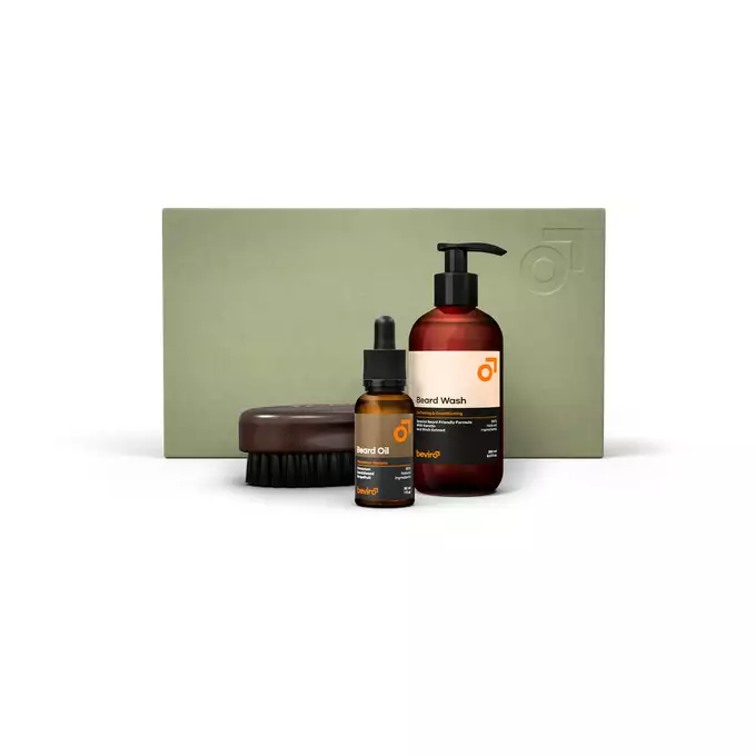 Beviro - Cinnamon Season Beard Care Kit - Zestaw do pielęgnacji brody (olejek, szampon oraz szczotka)