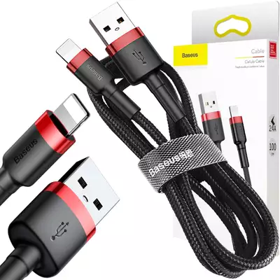 Baseus - Funkcjonalny kabel do szybkiego ładowania iphone - czarno-czerwony USB/Lightning 1m